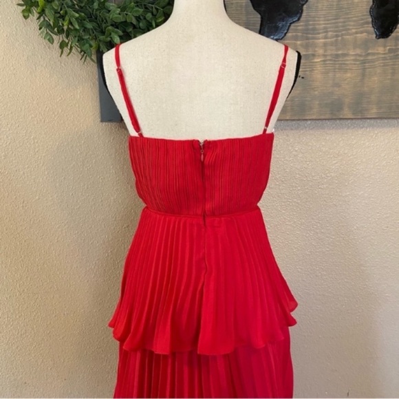 NWOT Lulus Cascading Crush Red Tiered Bustier Midi Dress - Picture 6 of 10